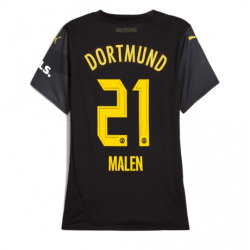 Fotballdrakt Dame Borussia Dortmund Donyell Malen #21 Bortedrakt 2024-25 Kortermet